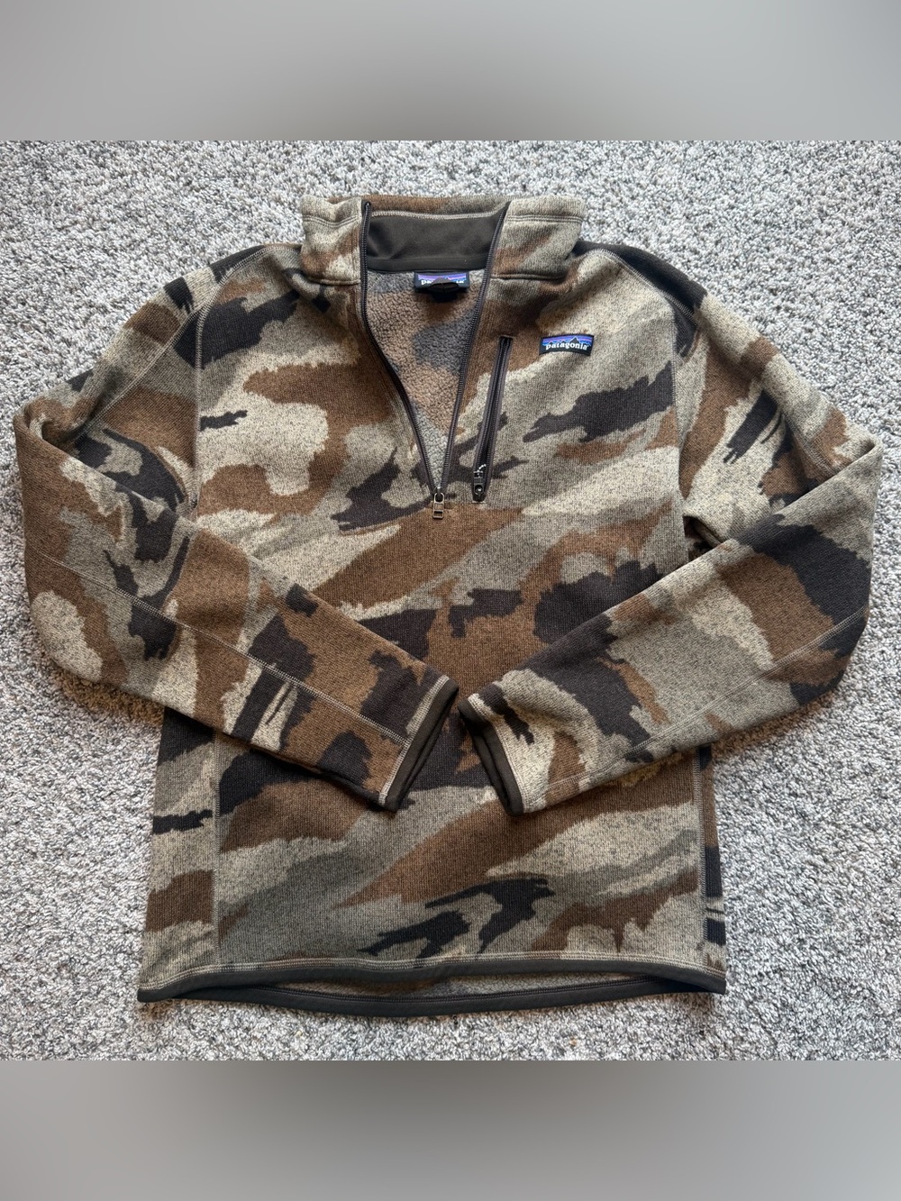 Patagonia Men's Zip-Neck Fleece Pullover - Brown Camo